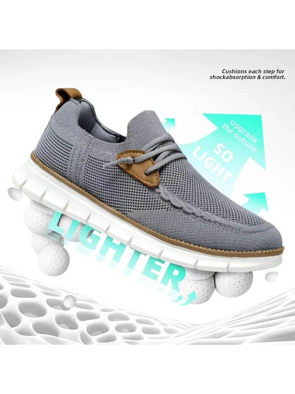 Men's Grey White Loafers Slip On Walking Dress Casual Business Oxfords Sneakers